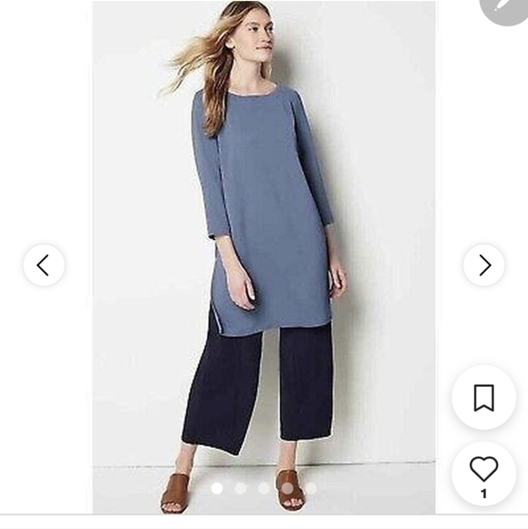 J JILL wearever easy care long tunic soft blue 3/4 sleeves size large - Picture 10 of 10
